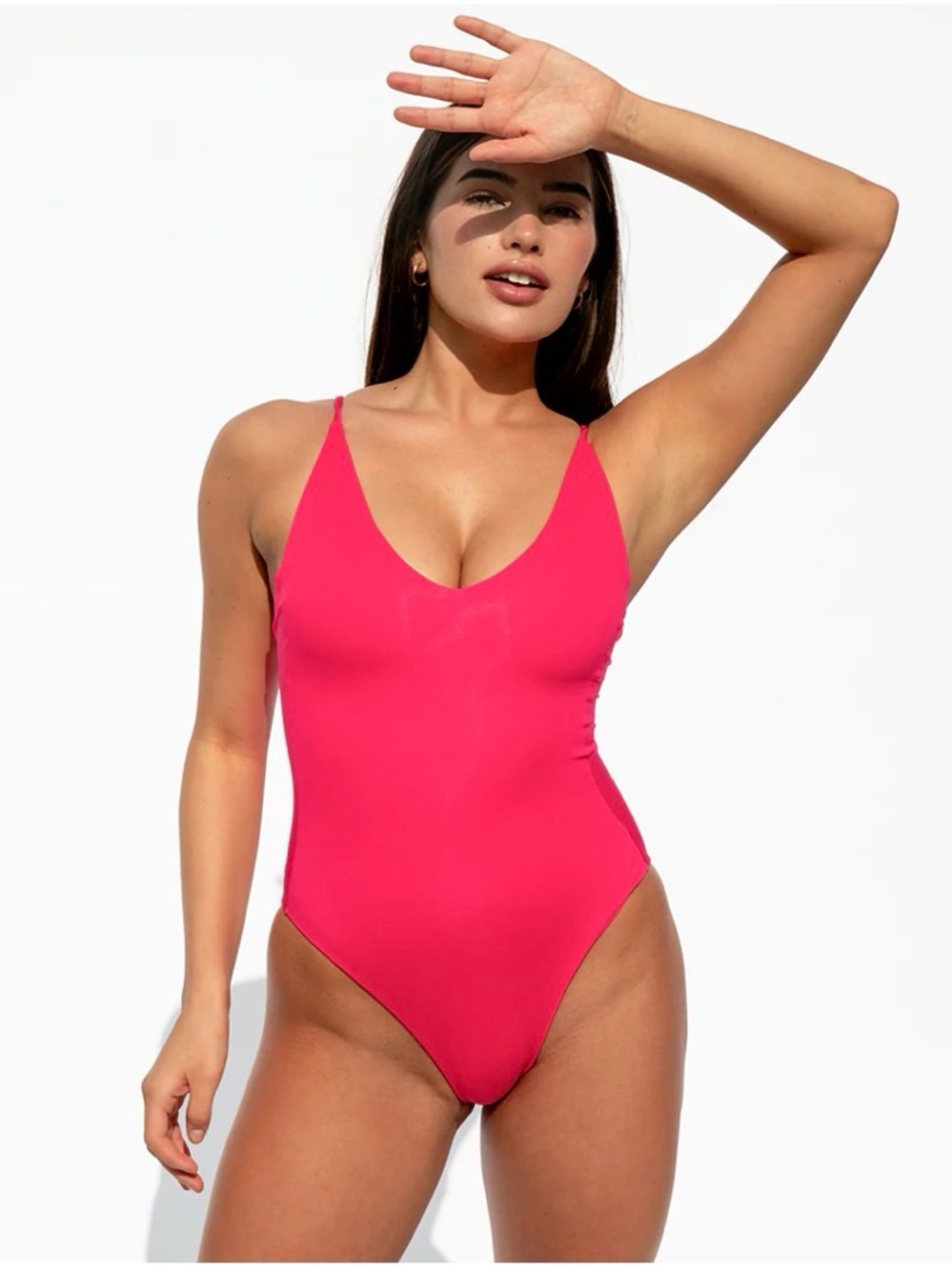 LEFT ON FRIDAY Sunday One-Piece Swimsuit Neon Pink Size LTall
